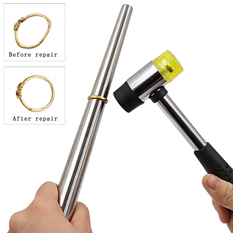 TANJIN Jewelry Rubber Hammer With Stainless Steel Ring Mandrel Sizer Set Double Face Hammer Jewelers Making Tool - Image 5